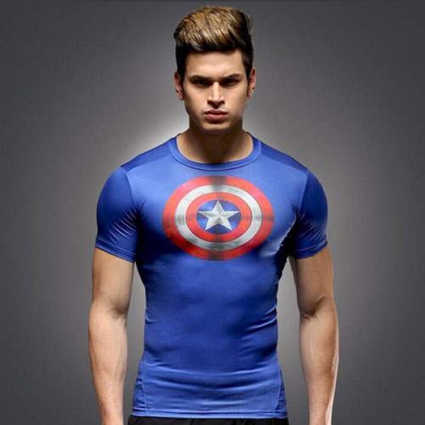 T Shirt Compression homme Captain America The Avengers fashion musculation  21