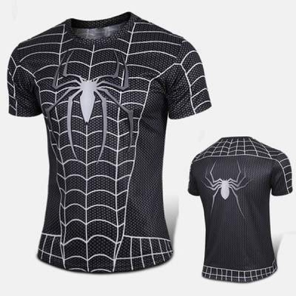 T Shirt Compression homme spiderman noir gris fashion 14