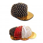 Casquette Punk hip-hop Gold spike studded hat noir black
