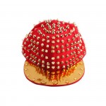 Casquette Punk hip-hop Gold spike studded hat rouge red
