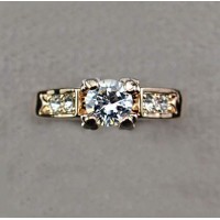 Bague Plaque or 18K solitaire avec zirco... Bague Plaque or 18K solitaire avec zirco...