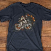 T-shirt Noir Imprime Cycliste effet feu ...