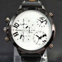 Montre homme Fashion men watch black chic False three dial outdoor Sport Class Blanc