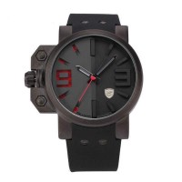 Montre homme Fashion Luxe Sport Analogique Quartz Acier Gomme Noir Rouge