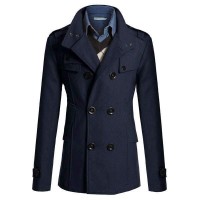 Trench Veste Caban Warm Homme Chic Classique Elegance Bleu fonce