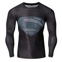 T Shirt Compression homme Superman Musculation Fashion Workout Hot manches longues